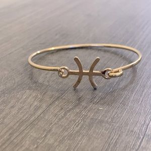 Gold Pisces Bangle Bracelet
